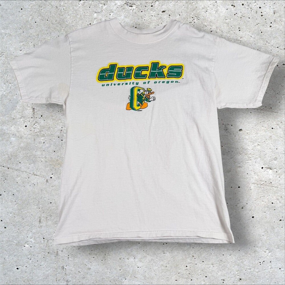 University of Oregon Ducks T-Shirt Mens Medium White NCAA Football 90s y2k